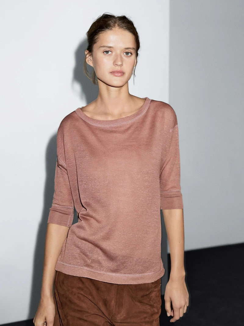 Lightweight wool and linen blend T-shirt