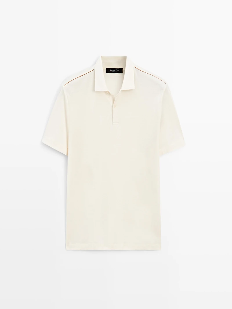 Short sleeve polo shirt with contrast seam detail