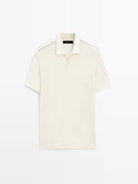 Short sleeve polo shirt with contrast seam detail