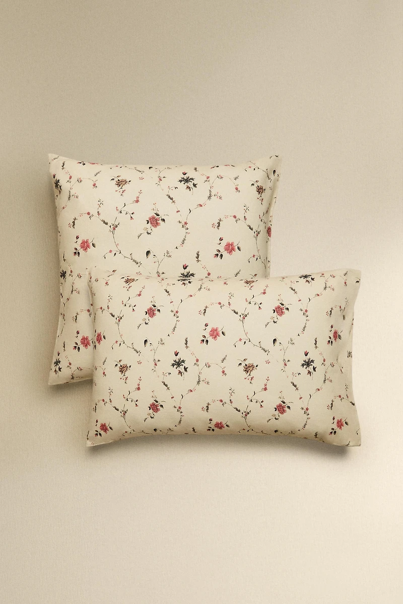 TAIE D’OREILLER COTON LIN FLEURS | KATHARINE POLE