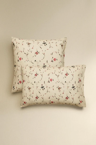 TAIE D’OREILLER COTON LIN FLEURS | KATHARINE POLE