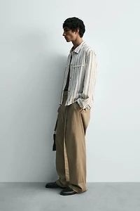 FLUID STRIPED EMBROIDERED OVERSHIRT