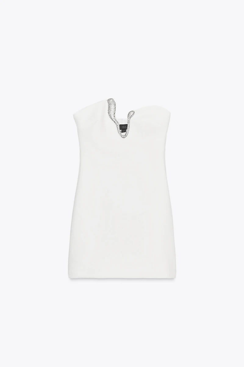 SHORT DRESS WITH JEWEL APPLIQUÉ