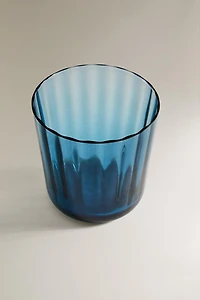 GLASS TUMBLER WITH LINE DESIGN