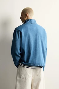WASHED LIGHTWEIGHT DENIM POLO SHIRT