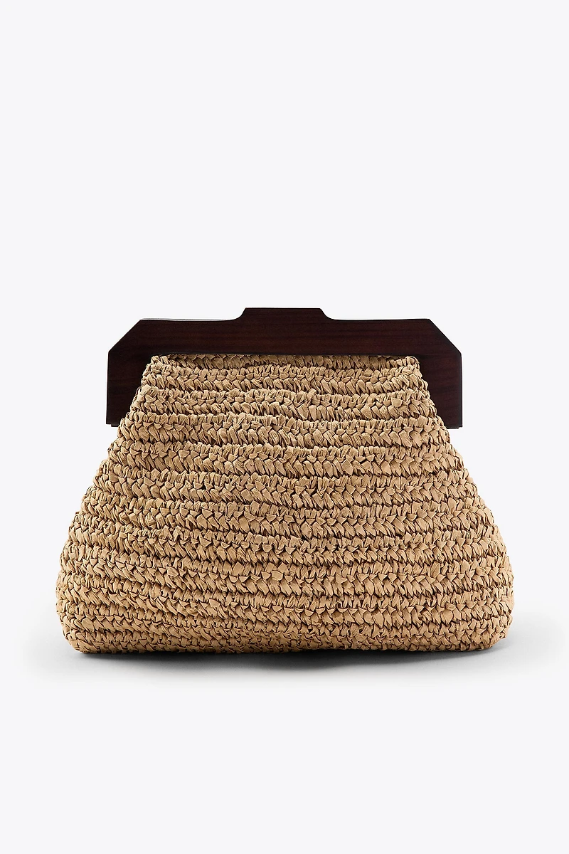 RAFFIA BAG WITH EMBROIDERED FISH