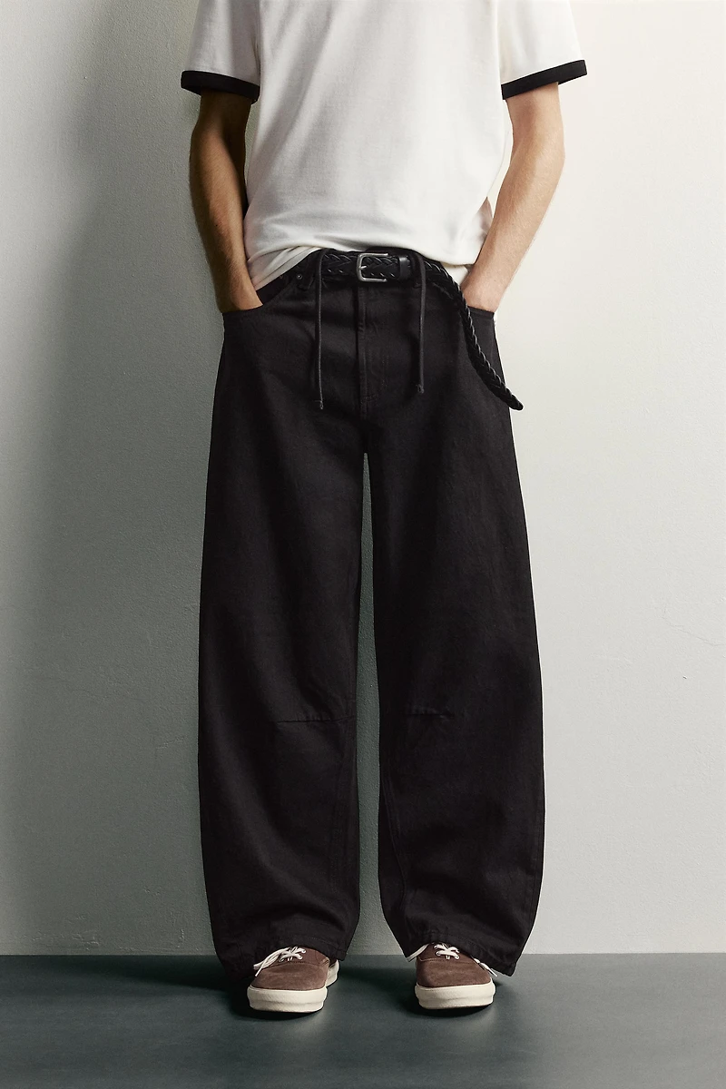 DRAWSTRING BARREL FIT PANTS