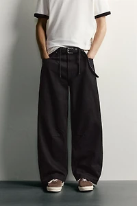 DRAWSTRING BARREL FIT PANTS