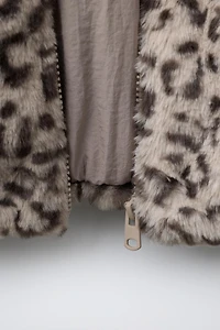 ANIMAL PRINT FAUX FUR JACKET