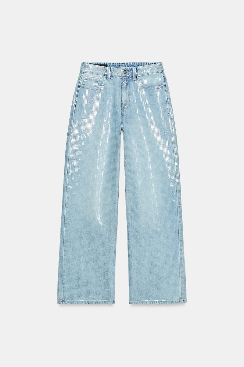 Z1975 MID-RISE SEQUIN STRAIGHT JEANS