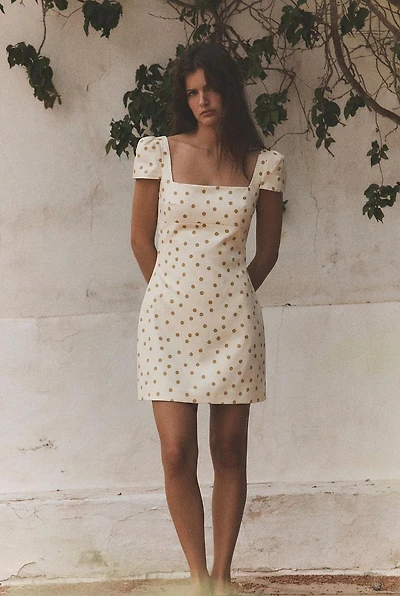 POLKA DOT TIED BACK MINI DRESS