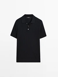 Ribbed knit polo shirt