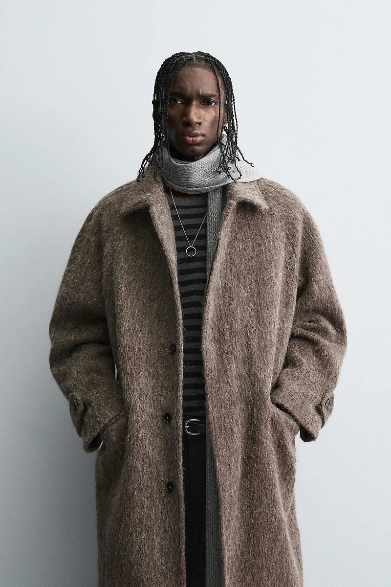 FAUX FUR WOOL COAT