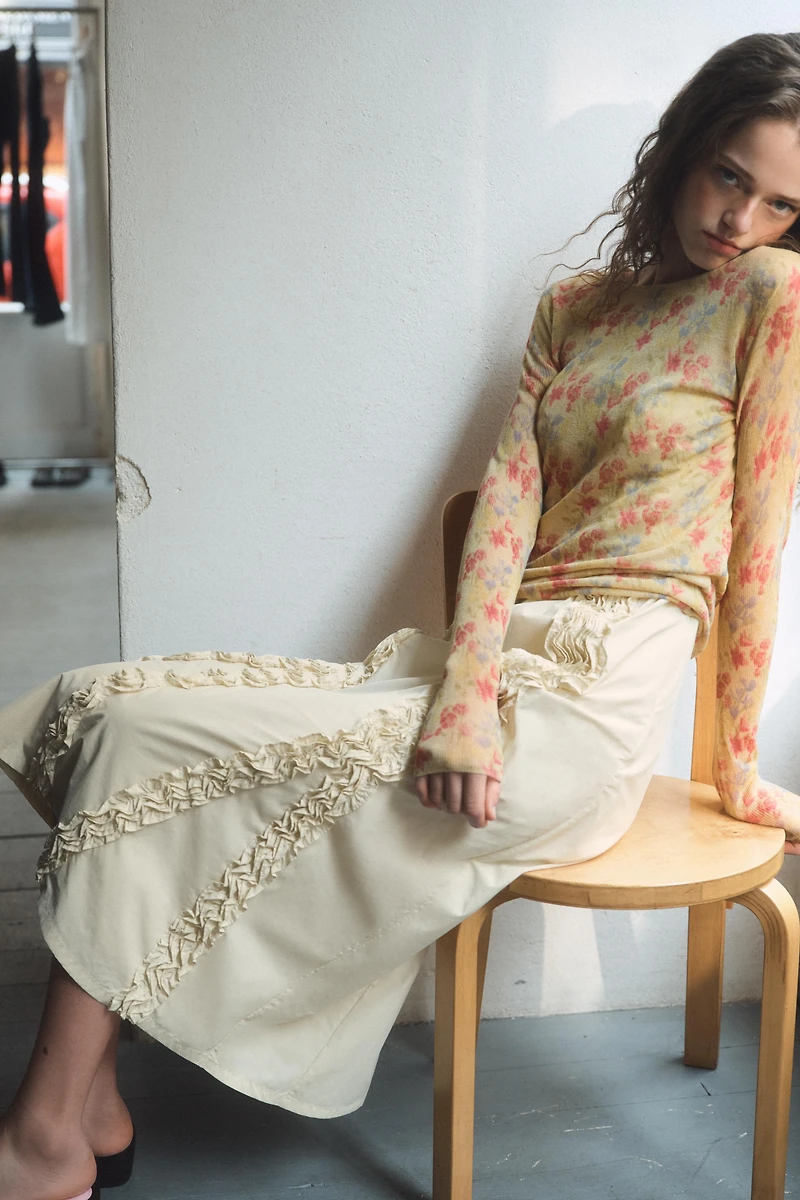 FLORAL PRINT KNIT TOP