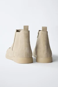 LEATHER BOAT ANKLE BOOTS