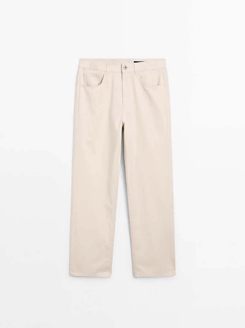 Mid-waist straight-leg trousers