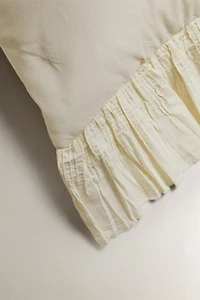 COTTON QUILT CUSHION COVER WITH RUFFLES