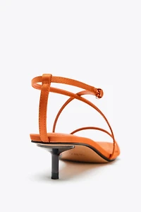SATIN-EFFECT CROSSED STRAP SANDALS
