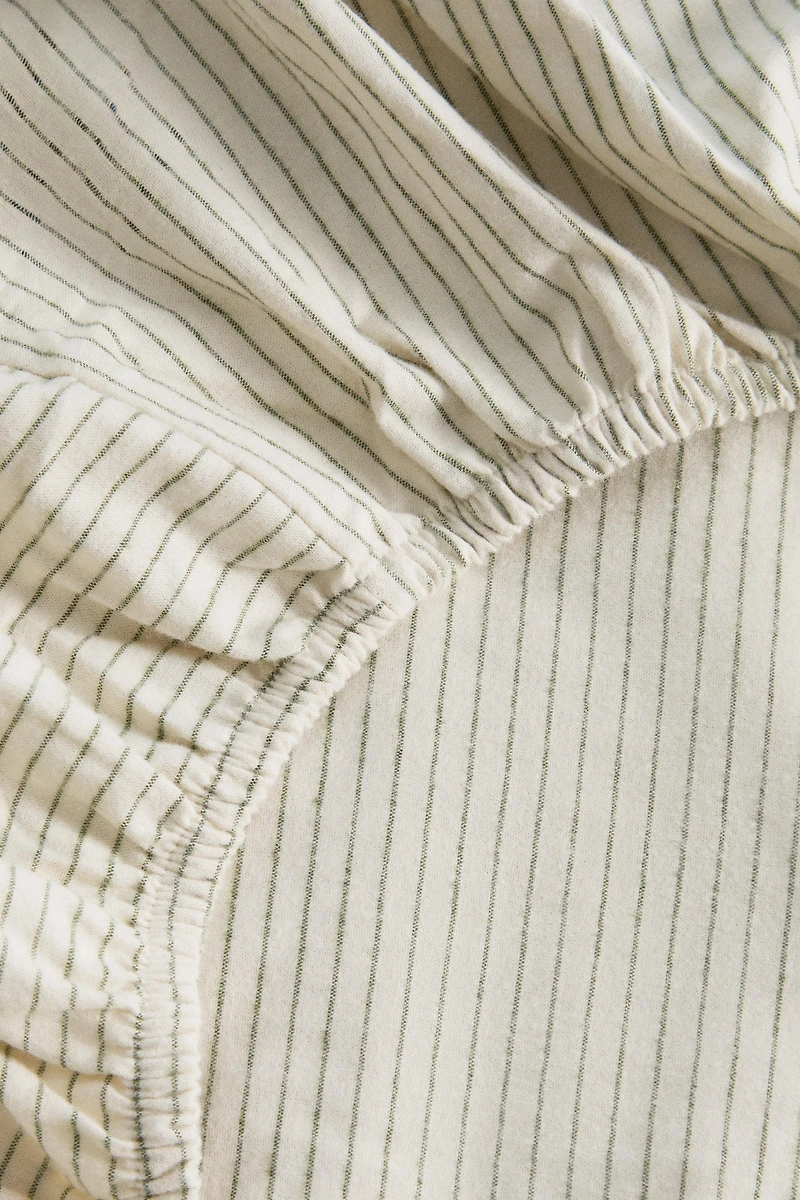 STRIPED FLANNEL FITTED SHEET