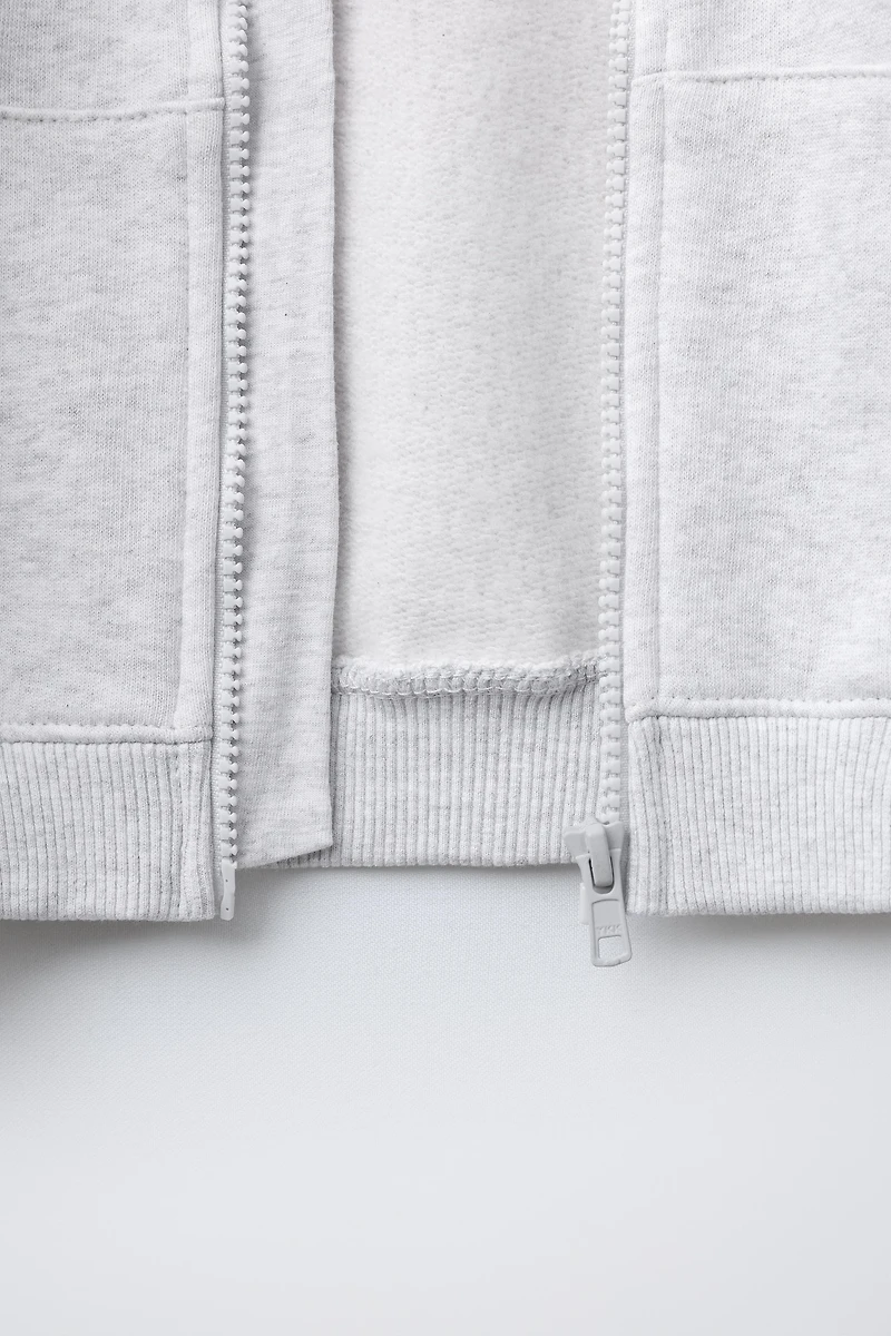 BASIC TEXT ZIP-UP SWEATSHIRT