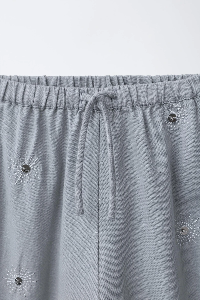 PANTALON PAILLETTES AVEC COTON ET LIN