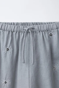 PANTALON PAILLETTES AVEC COTON ET LIN