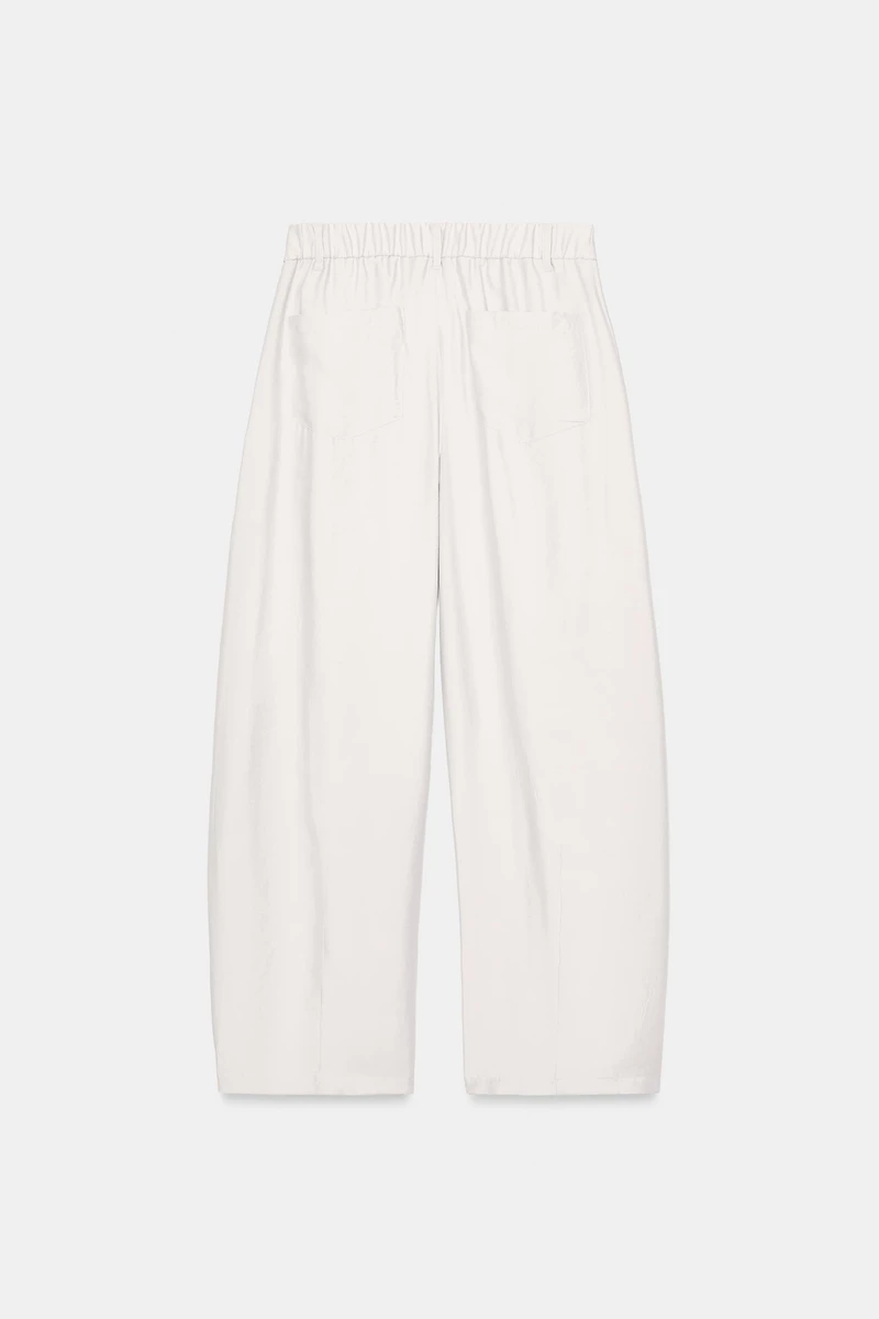 PANTALON FLUIDE À PLIS ET RAYURES
