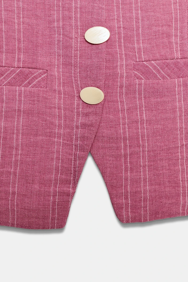 GILET HALTER À RAYURES ET LAÇAGES