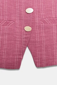 GILET HALTER À RAYURES ET LAÇAGES
