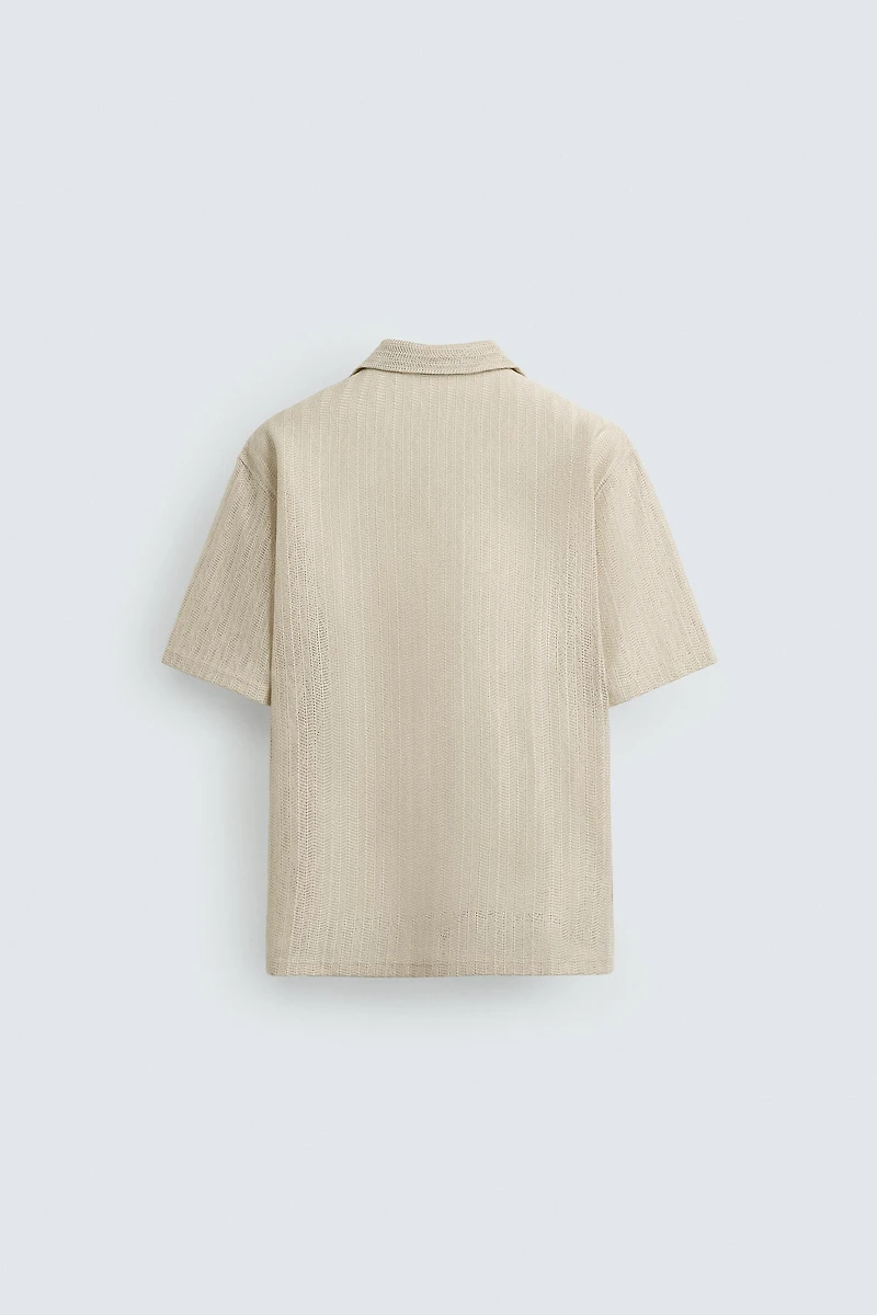 OPEN WEAVE HERRINGBONE SHIRT