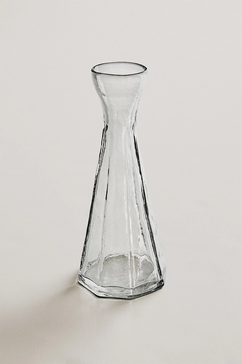 NARROW FACETED GLASS VASE