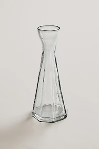 NARROW FACETED GLASS VASE