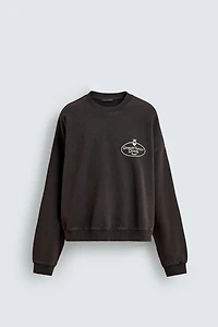 WASHED SWEATSHIRT WITH PRINTED TEXT