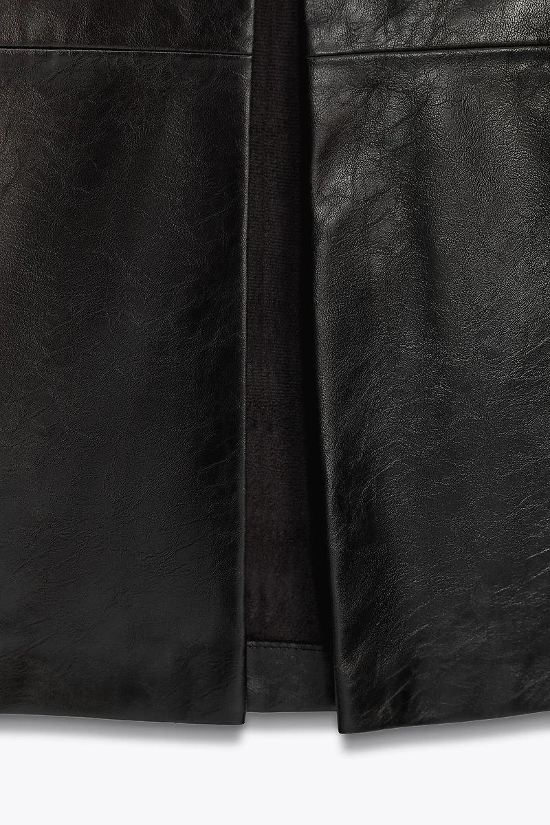 FAUX LEATHER MIDI SKIRT