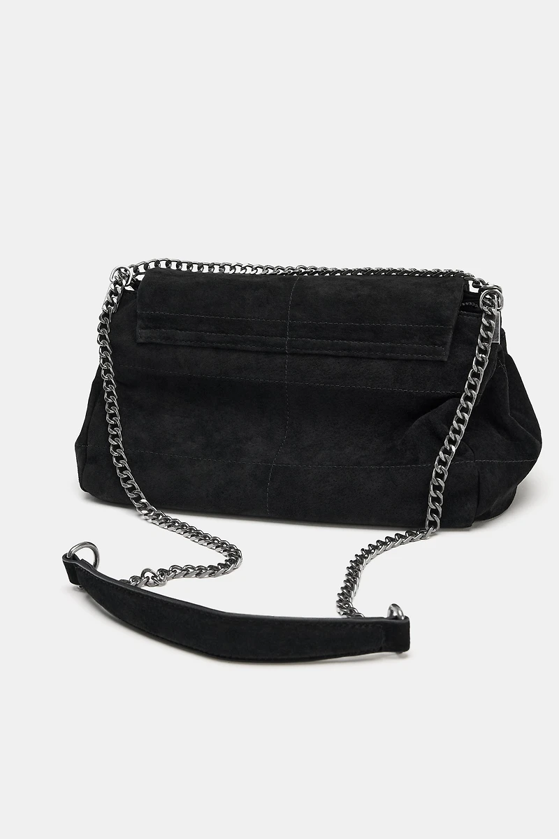 SPLIT LEATHER SHOULDER BAG