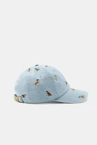 DENIM CAP WITH DOG EMBROIDERY