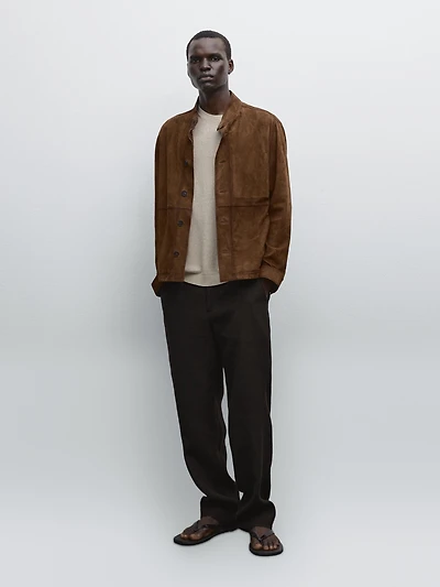 Veste en cuir finition daim