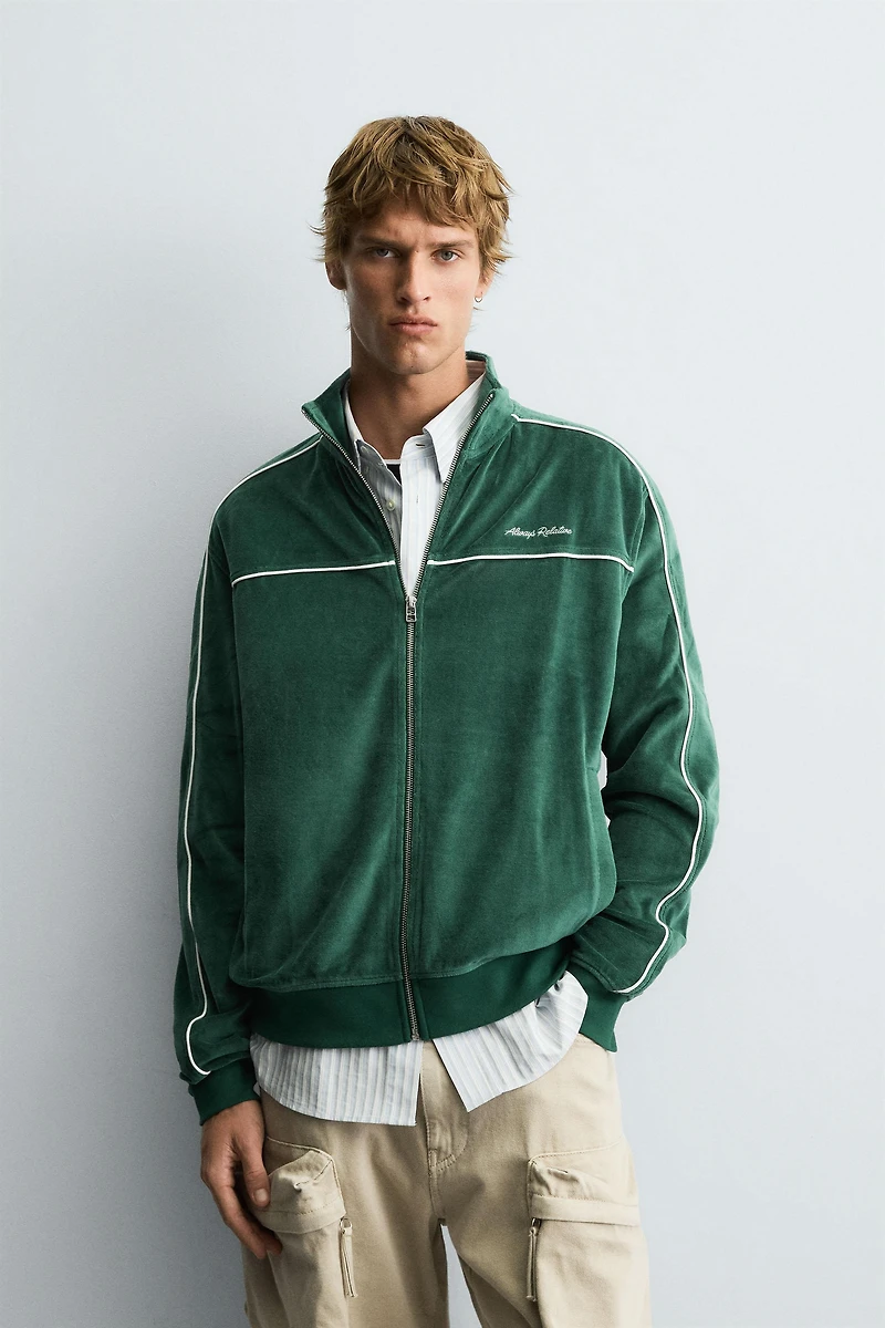 VELOUR ZIP SWEATSHIRT