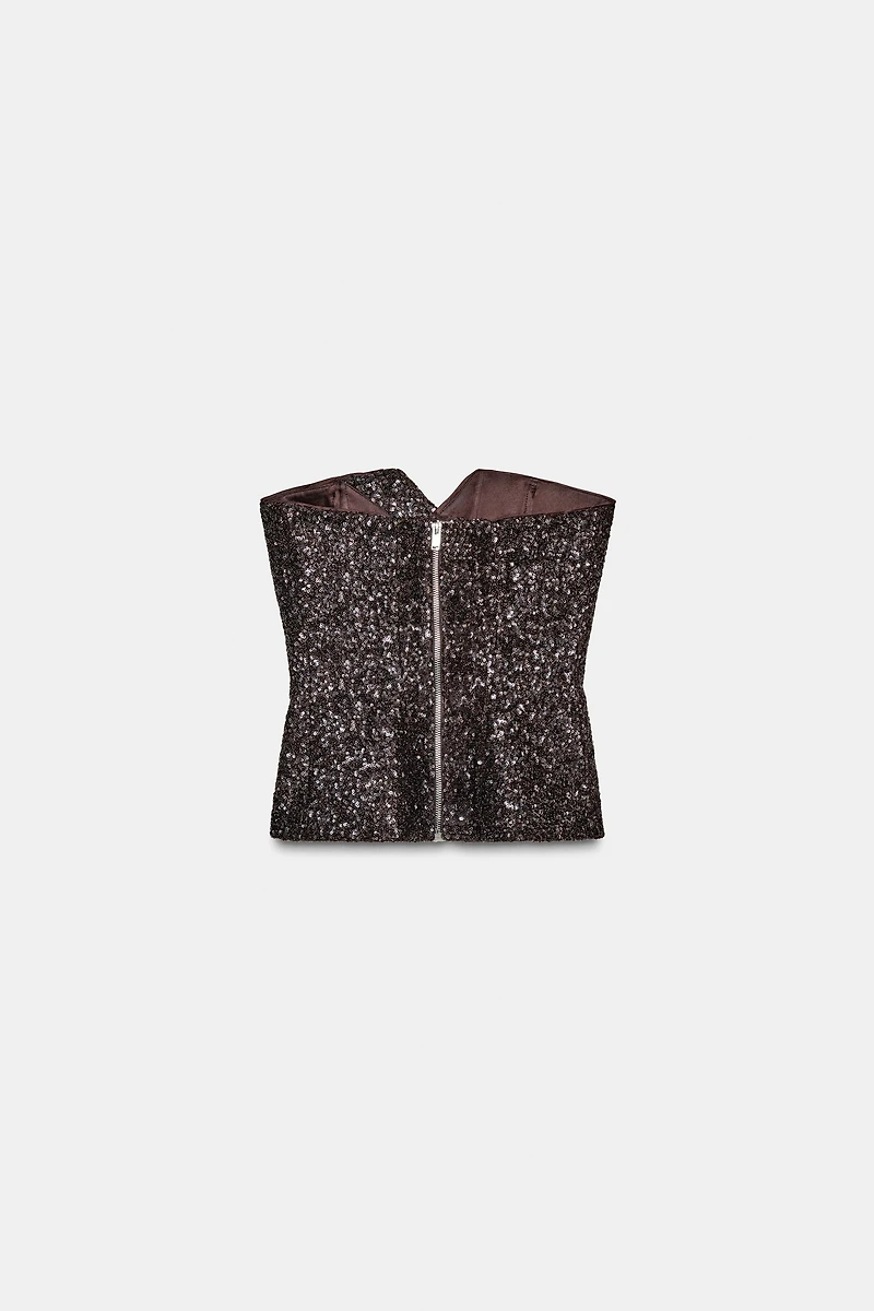 SEQUIN BUSTIER TOP ZW COLLECTION LIMITED EDITION