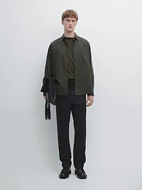 Tapered fit brushed trousers