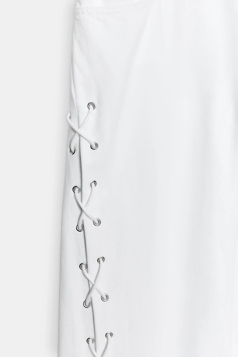 TRF MID RISE STRAIGHT LEG LACE-UP JEANS
