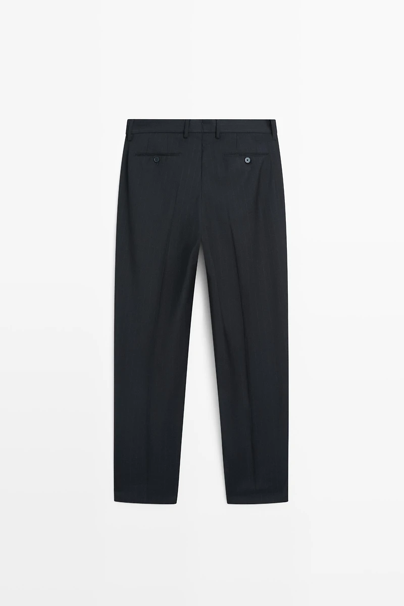 Striped 100% cool wool suit pants