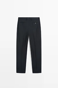Striped 100% cool wool suit pants