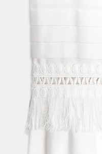 LINEN FRINGED MIDI SKIRT