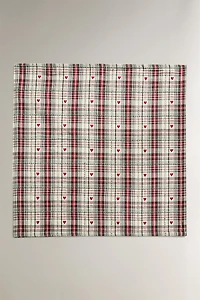 LOT DE SERVIETTES FIL TEINTÉ CŒUR NOËL (LOT DE 2)