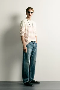 RELAXED FIT JACQUARD STRIPE T-SHIRT