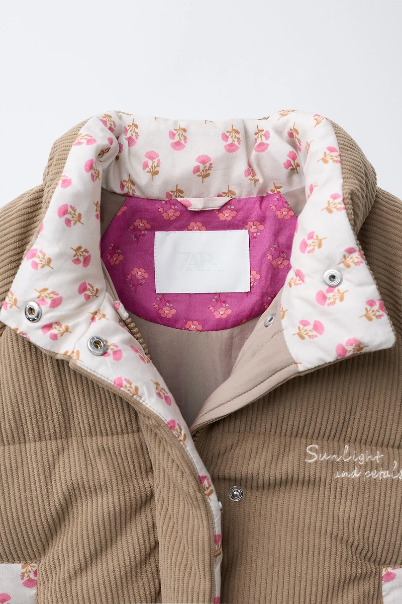 CORDUROY PATCHWORK PUFFER JACKET