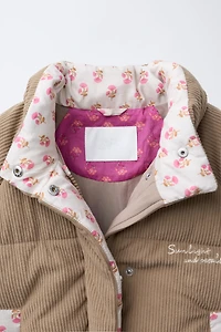 CORDUROY PATCHWORK PUFFER JACKET