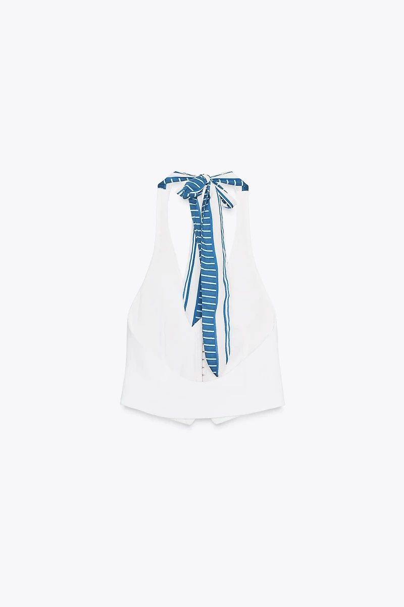 HALTER SCARF WAISTCOAT TOP