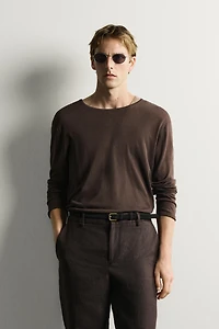 SEMI-SHEER KNIT T-SHIRT